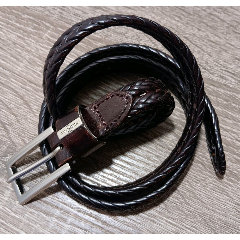 Anne Klein Leather Braided Belt Women's Size Lg 40" Brown High-Quality Stylish